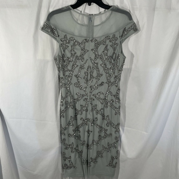 NWT Adrianna Papell‎ [ 8 ] Sequined Beaded Sheath Dress in Frosted Sage - Picture 10 of 12